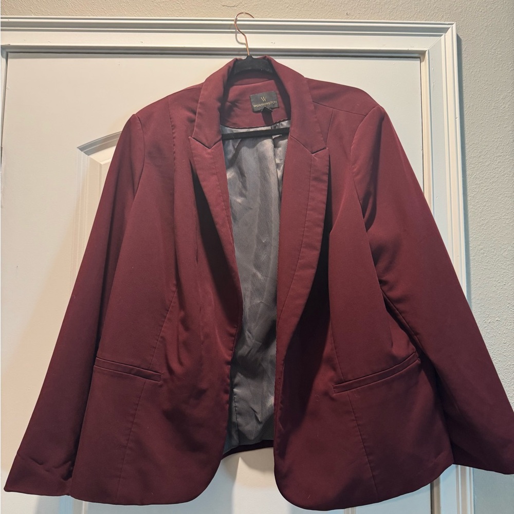 Worthington Red Blazer Tailored Suit Jacket